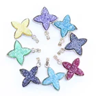 XULIN Sparkling Silver Plated Flower Druzy Pendant Jewelry
