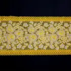 Hot sale 50cm*20m stamp golden PVC knitted rose embroidered handmade pvc table cloths