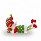 Wholesale Festival Gift 12inch Fleece Fabric Xmas Doll Decoration Cute lying Elf On The Shelf Christmas