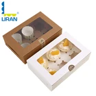 kraft cardboard paper box for cake packaging with plastic clear window