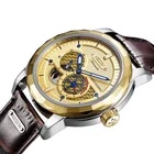 Automatic Movement Brown Leather Custom Made Horloge Men Wrist Watches custom wrist watch