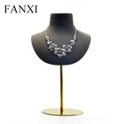 FANXI Wholesale Custom Luxury Fine Craftsmanship Microfiber Jewelry Necklace Display Bust with Metal Base