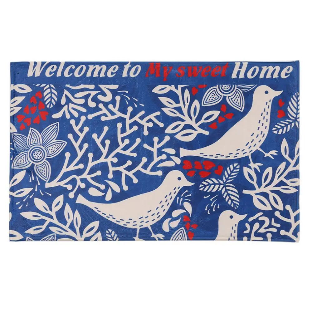 2017 High Quality Lovely Durable Home Bedroom Washable Carpet Bird Pattern Skid Resistance Water Absorption Bathroom Floor Mat