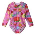 Wholesale Vintage 80s Style Kids Long Sleeve Sunscreen One Piece Custom Swimwear