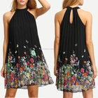 2017 Halter Neck Chiffon Maxi Dress Sleeveless Women Floral Print Dress