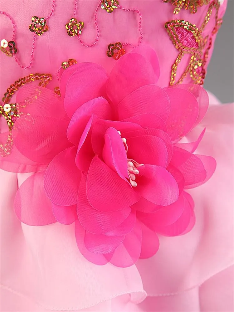 2015 free shipping sequins flower girls dresses for party wedding baby girl baptism dress tulle layered 1 year birthday dress