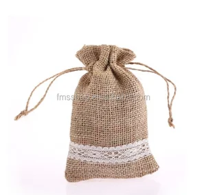 wholesale drawstring jute burlap gift bags with printed logo