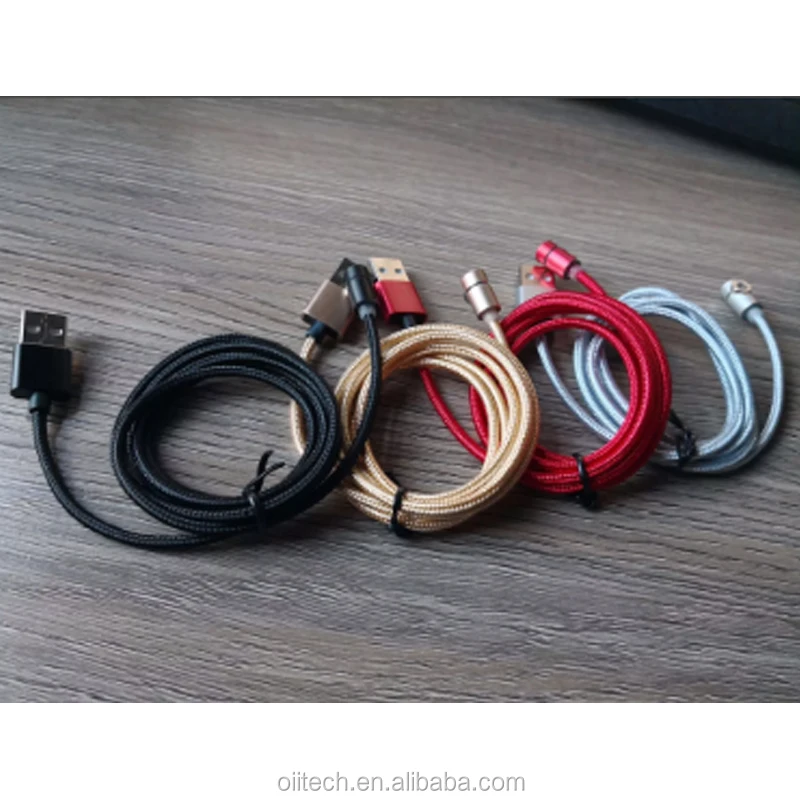 LED Magnetic Micro USB Cable Angle 90 Degree L Shape Nylon Braided Charger Cable for iPhone, Type C, Micro - ANKUX.COM