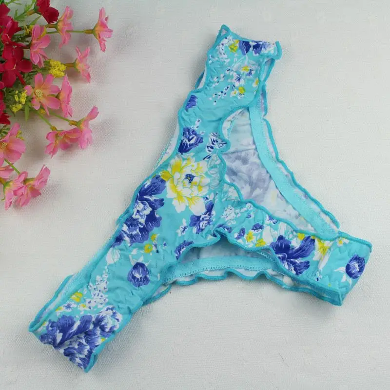 Stock New 2016 sey blue bowknot panties Women Sey Cotton V-string Briefs Panties Thongs G-string Lingerie Underwear Women's Pant