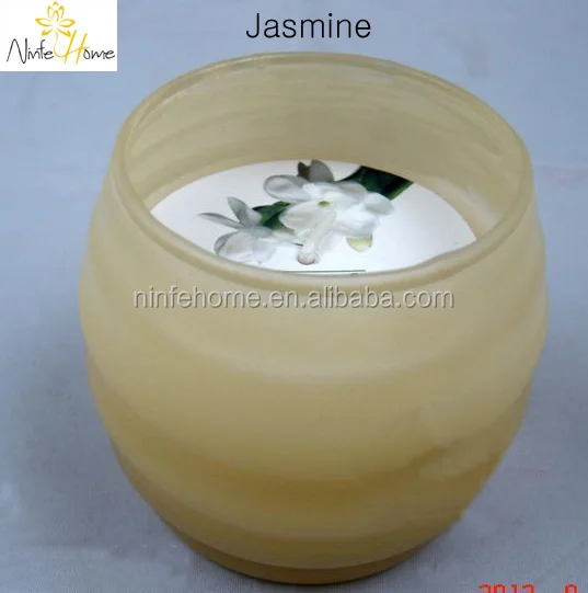 custom soy wax scented candle in round shaped glass jar