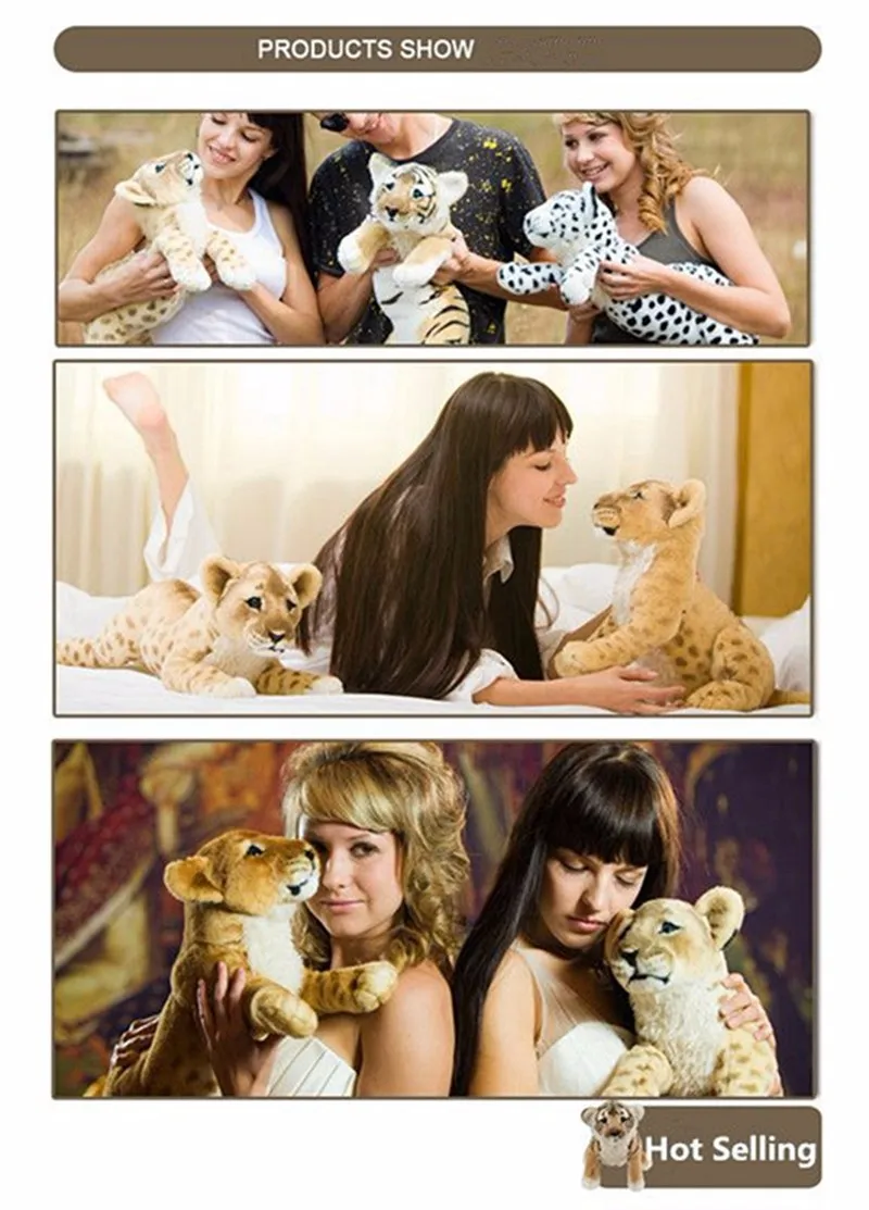 Dorimytrader Soft Stuffed Animals Tiger Plush Toys Pillow Animal Lion Peluche Kawaii Doll Realistic Leopard Cotton Girl Brinquedo Toys Christmas Gift For Children DY61864 (21)