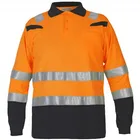 Embroidery Polyester Sport Two Color Work Long Sleeve Polo Shirt