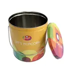 Tin Recyclable Custom Round Metal Bucket Popcorn Tin Can With Handle