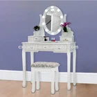 White makeup table with mirror and lights and Mirror Black Dressing Table