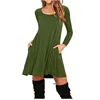 Women's Long Sleeve Dress with Pockets Casual Swing T-Shirt Clothes Dresses