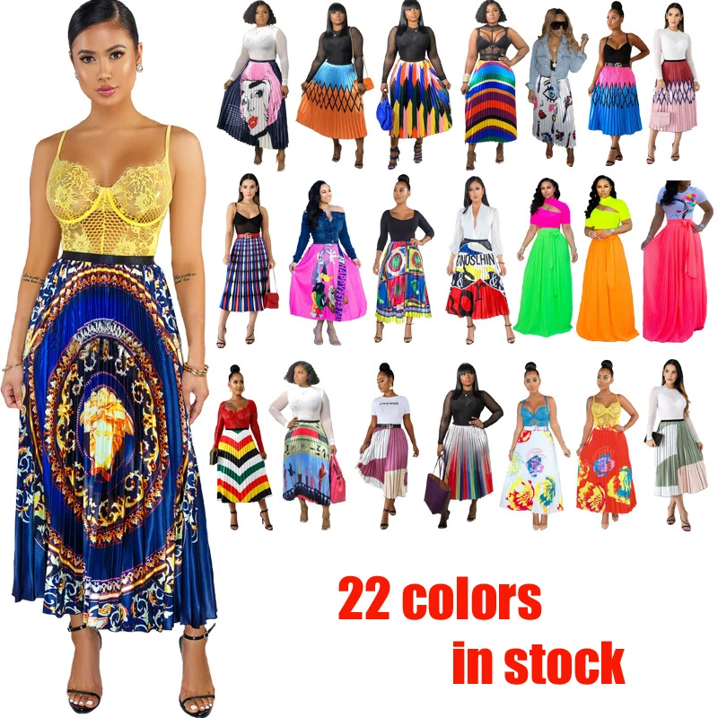 22 cores Em estoque plissado elegante das senhoras das mulheres de alta qualidade verão half-length sexy saias plissadas