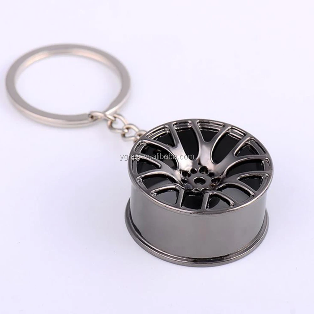 cool luxury metal keychain car key chain key ring creative wheel