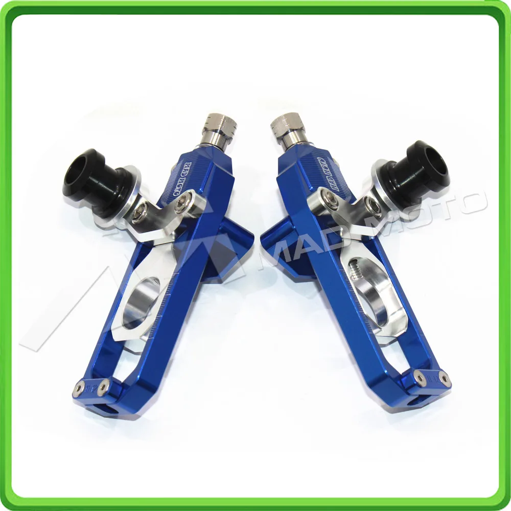 Motorcycle Chain Tensioner Adjuster with bobbins kit for Kawasaki Ninja ZX6R ZX-6R ZX-636 ZX636 2013 2014 2015 2016 Blue&Silver (3)