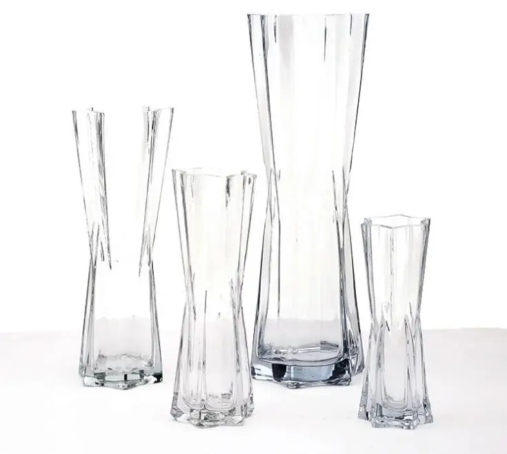 Gv 013 Clear Square Twist Block Glass Vase 10 Inch Buy High