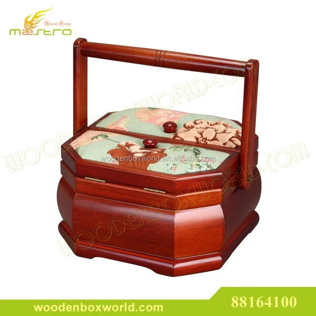 sewing wooden basket