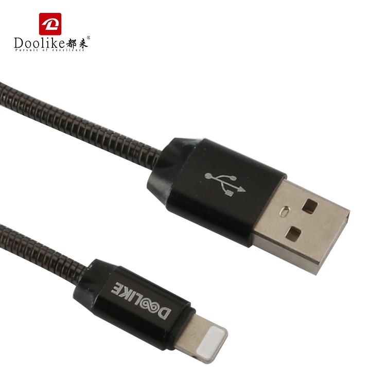 Hot product mobile phone cable metal spring USB cable for Iphone for Samsung