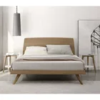 natural modern simple wooden bed king size and easy assembly