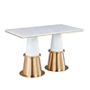 Custom orthogon white dining contemporary coffee tables rectangle marble top stainless steel base coffee table