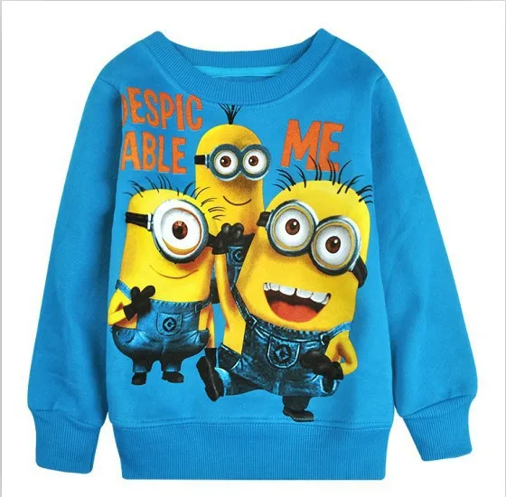 1pcs/lot 2015 despicable me 2 minion boys cartoon clothes girls nova children winter minions clothing casual kids hoodies