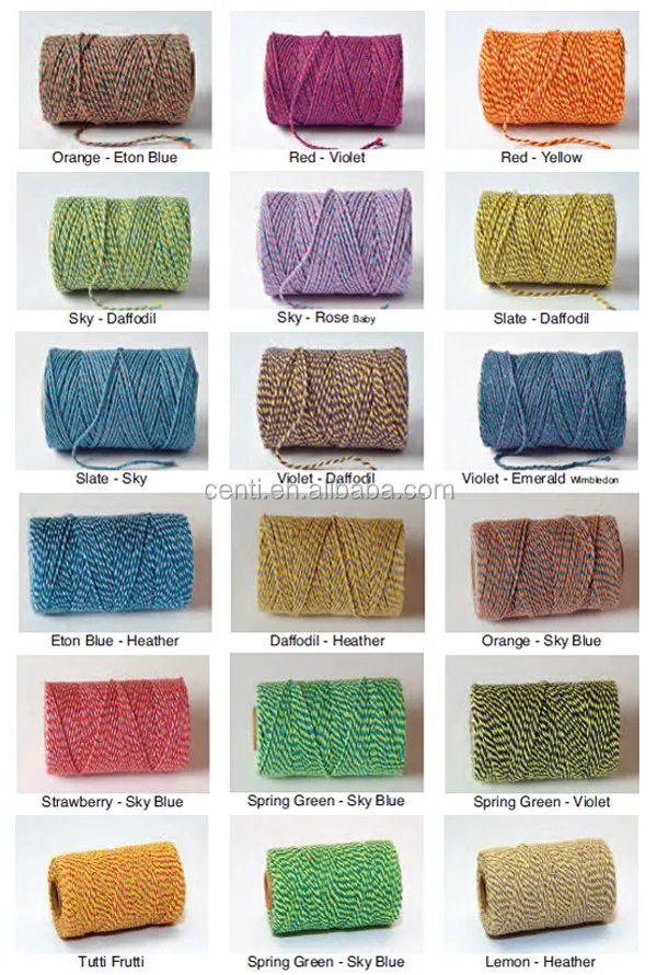 Classical original tutti and frutti coloured cotton bakers twine double colour cotton twine