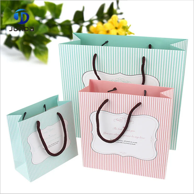shopping logo printed gift packaging paper bag with handle