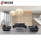Good feedback black genuine leather sofa,executive office sofa,office reception sofa