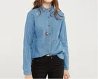 High Quality Women Denim Shirts Top Vintage Embroidery Autumn Casual Clothes Long Sleeve Girls Tops Blouses STb-0554