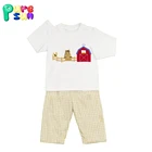 2019 Puresun farm theme boutique children's outfits baby boy's embroidery clothing fall winter kids clothes