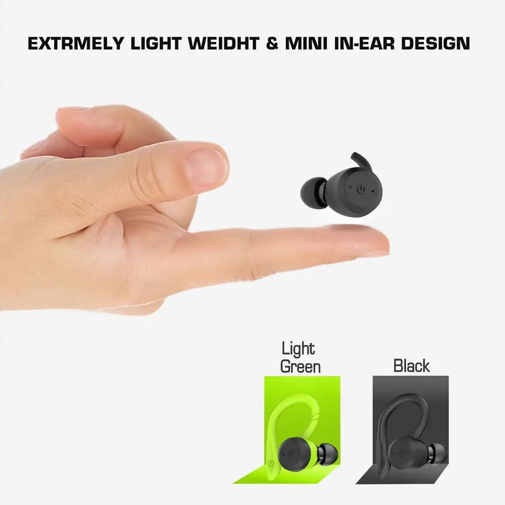 BE1018 Bluetooth 5.0 TWS Wireless Earphone IPX7 Waterproof Ear-mounted In-ear Noise Reduction Ear Plugs With Micr Charging Box - ANKUX.COM