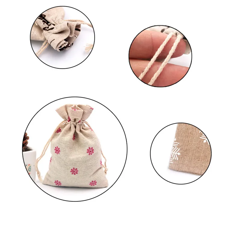 10x14cm cute fancy small cotton drawstring pouch
