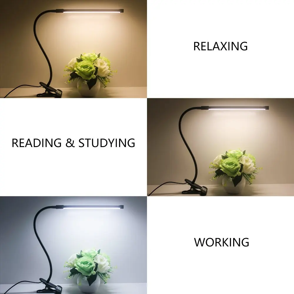 2020 Yarrae Gooseneck 8W 3 Color Temperature Changeable LED Clamp Desk Lamp