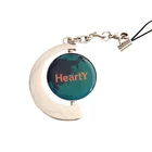 Fashion Design Round Rotate Silver Pendant Charm Key Ring Keychain Metal Enamel Crystal 3d Keychain