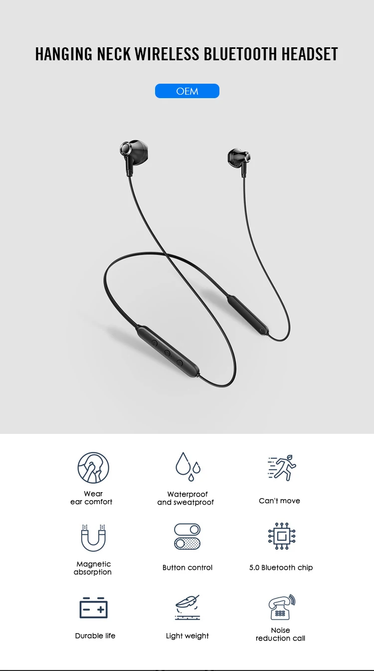 New Trending Bluetooth Wireless Earbuds Waterproof Magnetic Sport Neckband Headphone for India - ANKUX.COM