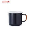 cheap small white speckled enamel mug logo sublimation camping coffee custom enamel mug metal mini enamel steel cup