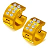 Luxury Gold Plated Stainless Steel CZ Crystal Hoop Earrings