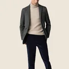 Wholesale custom logo gray men's business suit slim padded blazer