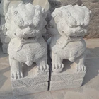 garden life size natural stone Foo dog animals statue carving for sale