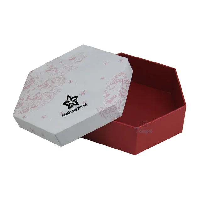 custom design hexagon shape cardboard gift box with lid