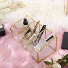 Brass Gold Wholesale Glass Jewellery Boxes, Tabletop Display Case, Wedding Flower Box