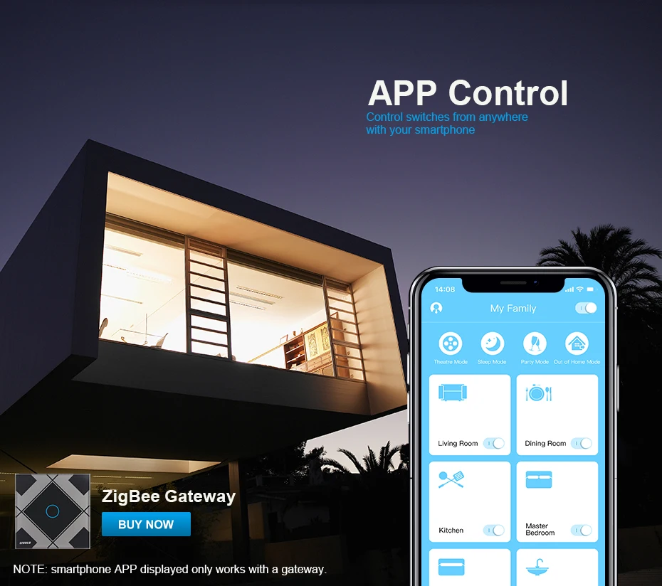 LIVOLO WIFI Control ZigBee Smart Home Wall Switch VL-C702SZ-12 - ANKUX.COM