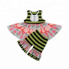 Wholesale baby ruffle girl outfit floral pants baby children boutique clothing set