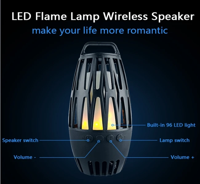2018 Newest Waterproof Fire Wireless Speaker 5W LED Flame Fire Speaker with Stereo Sound and Strong Bass speaker - ANKUX.COM