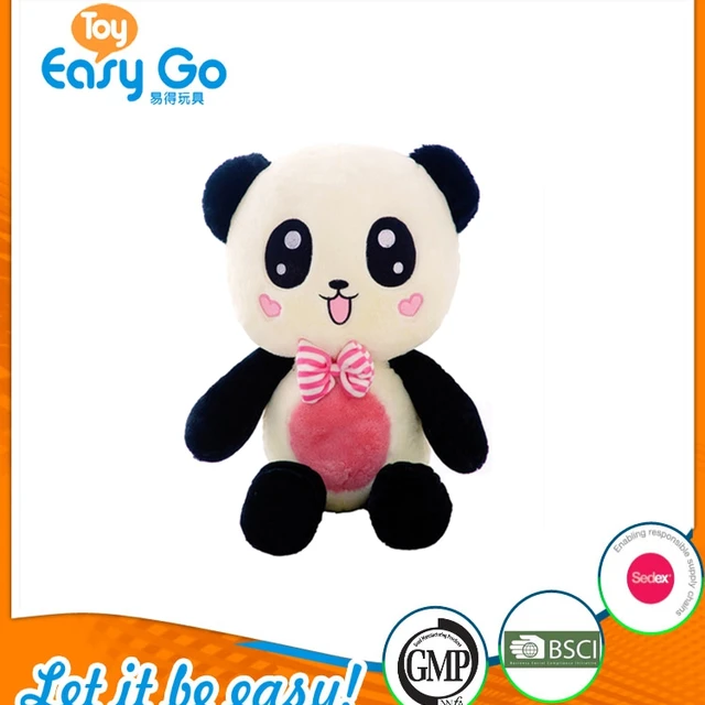 lovely latest big shining eyes plush panda doll with a bow-knot