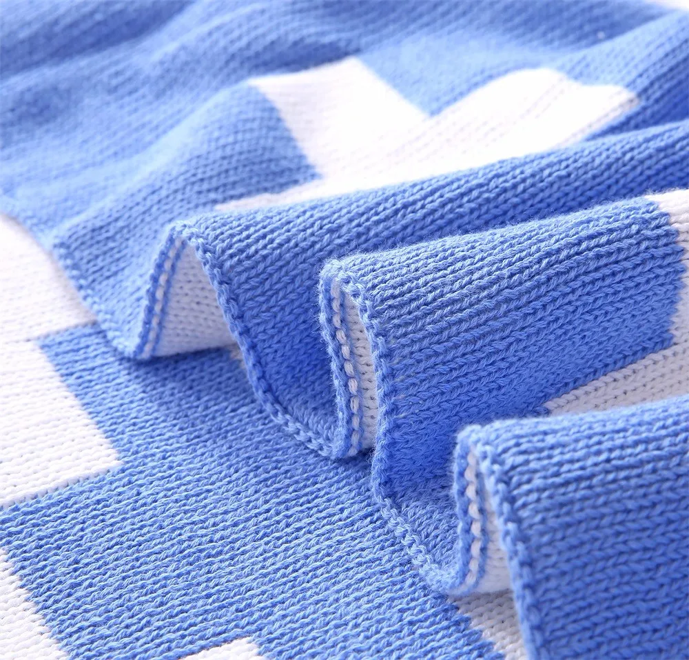 100% Organic Cotton Cross Pattern Knitted Blanket For Baby,Crochet Blanket - ...