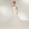 2019 classic elegant strapless bridal gown white tulle ruching mermaid wedding dress